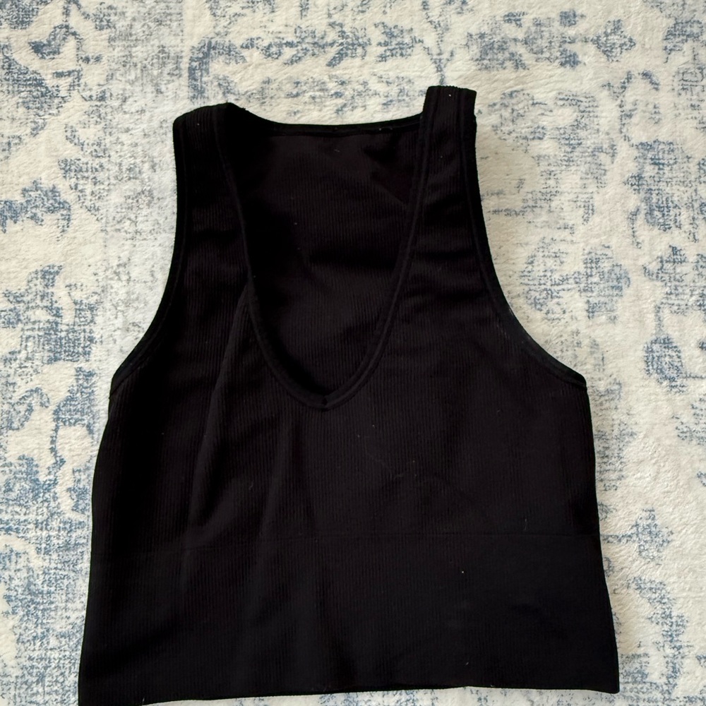 Athleta Black V Ribbed Tank